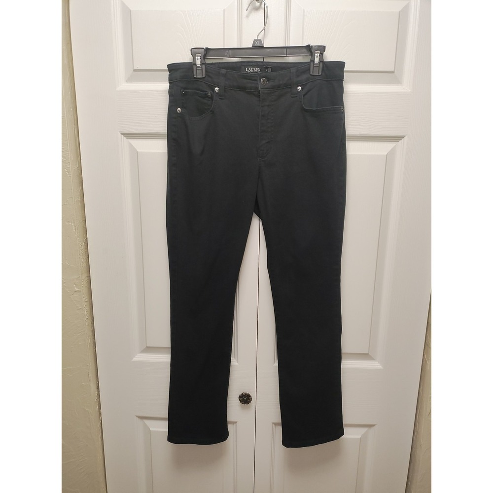 Lauren Ralph Lauren 12P 5 Pocket Snap Button Design With Logo Black Denim Jean